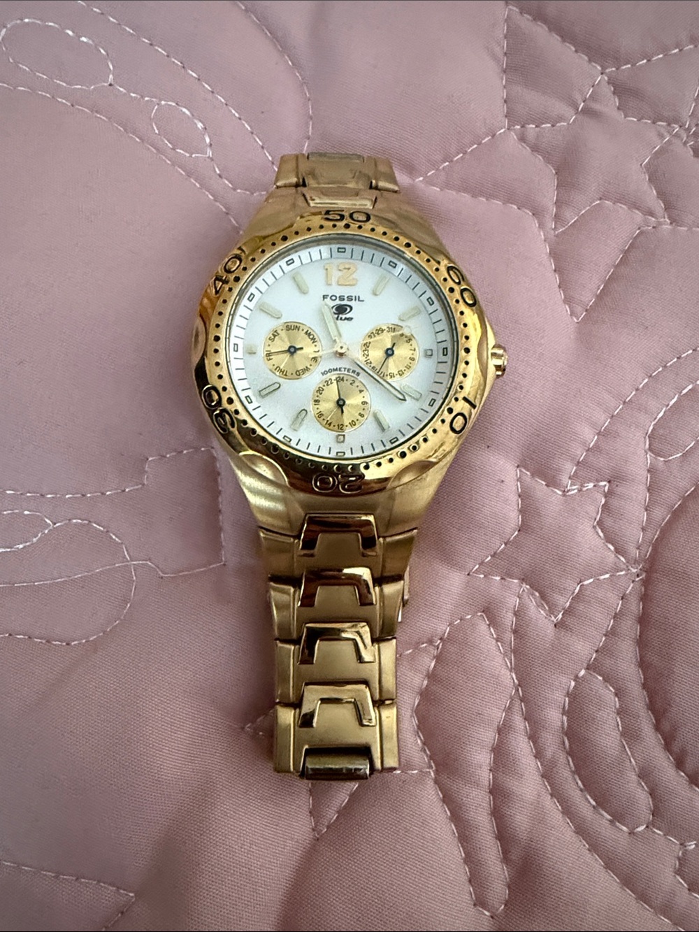 Fossil Gold-Tone Bracelet Watch with White Dial